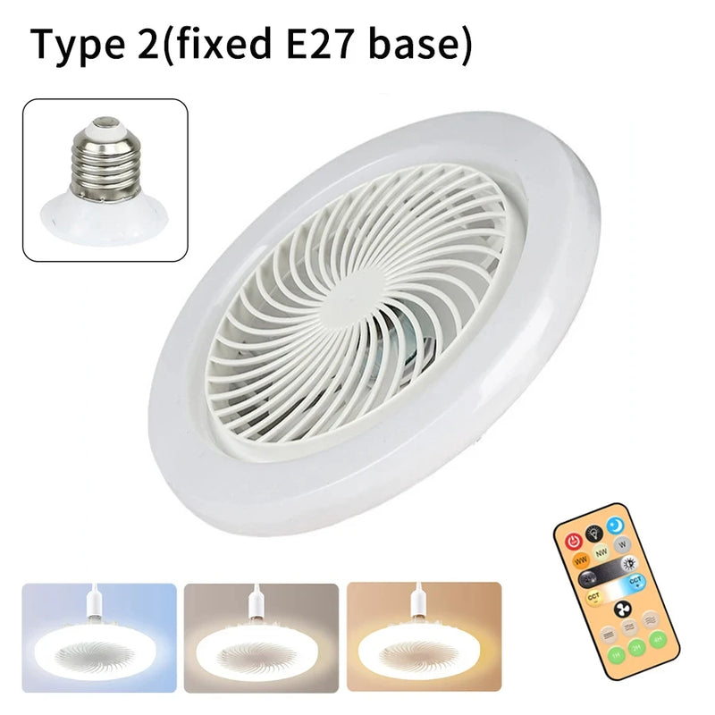 Ventiladores de teto com controle remoto e luz LED.