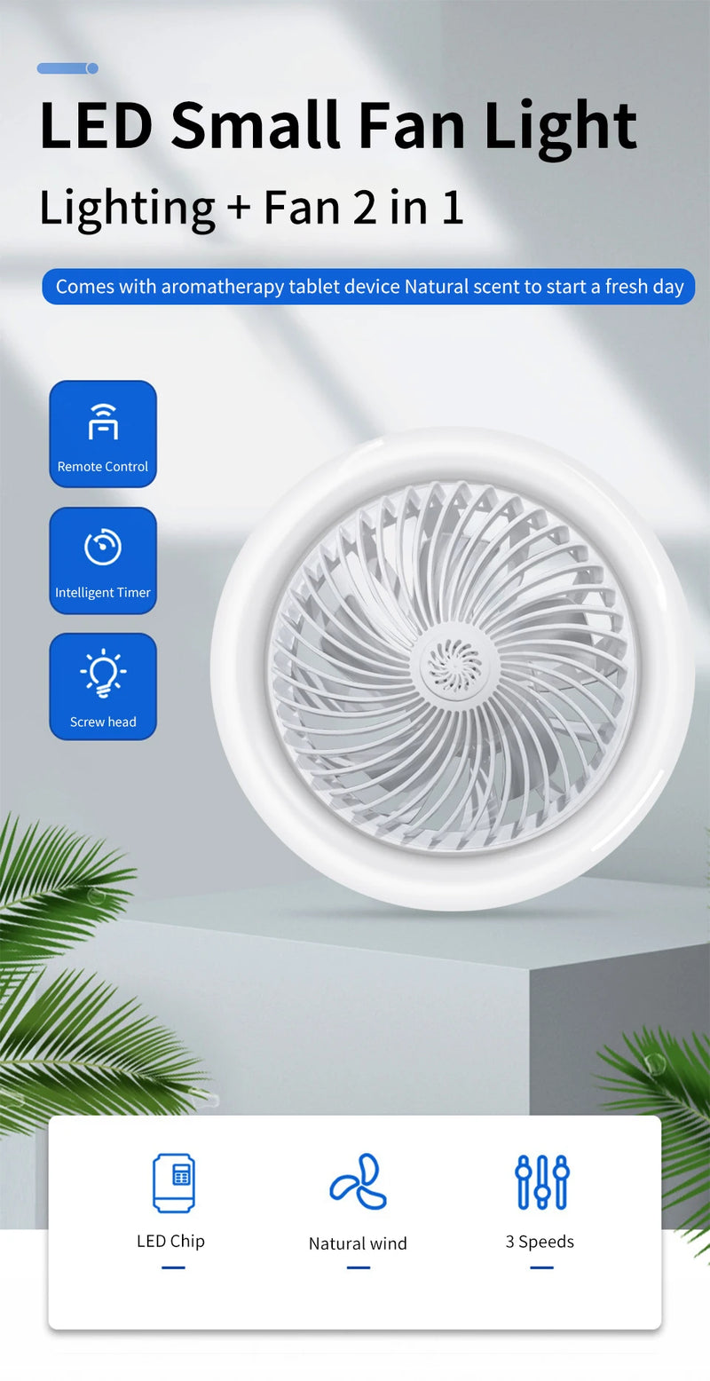 Ventiladores de teto com controle remoto e luz LED.