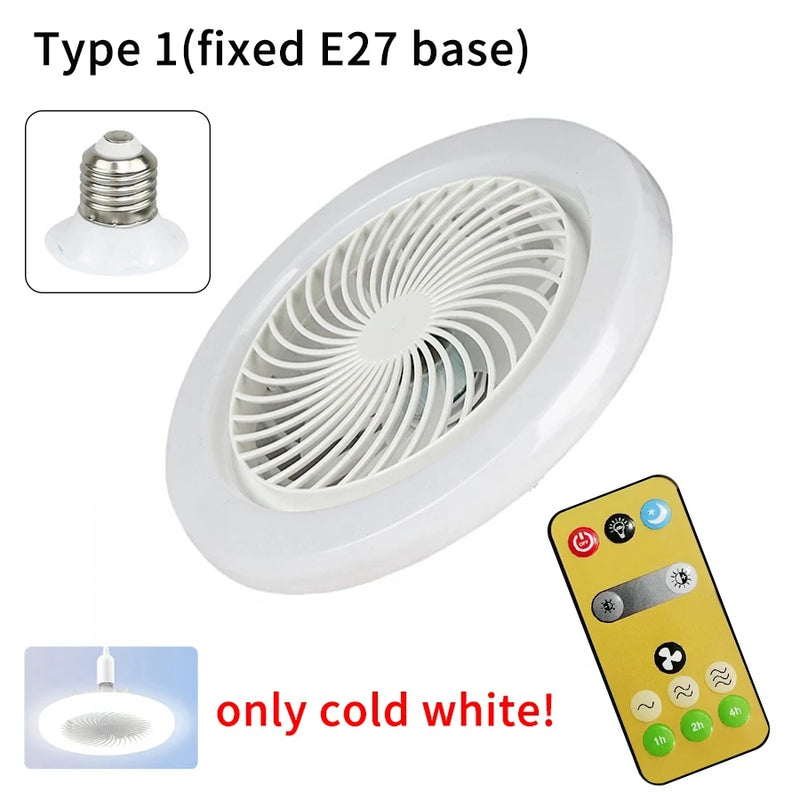 Ventiladores de teto com controle remoto e luz LED.