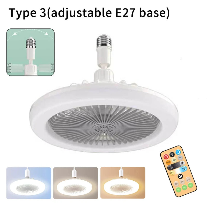 Ventiladores de teto com controle remoto e luz LED.