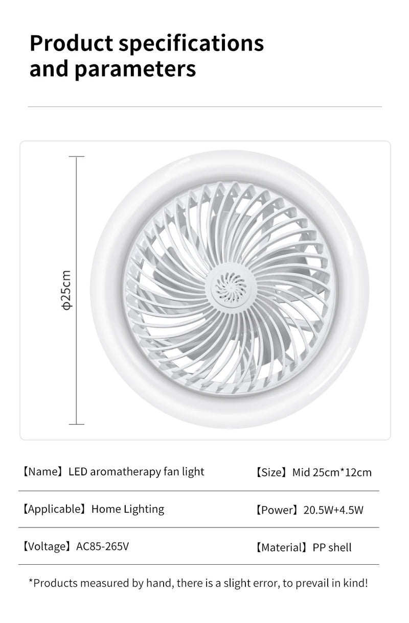 Ventiladores de teto com controle remoto e luz LED.