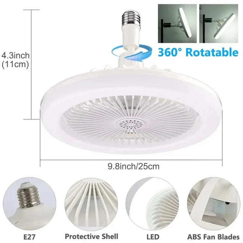 Ventiladores de teto com controle remoto e luz LED.